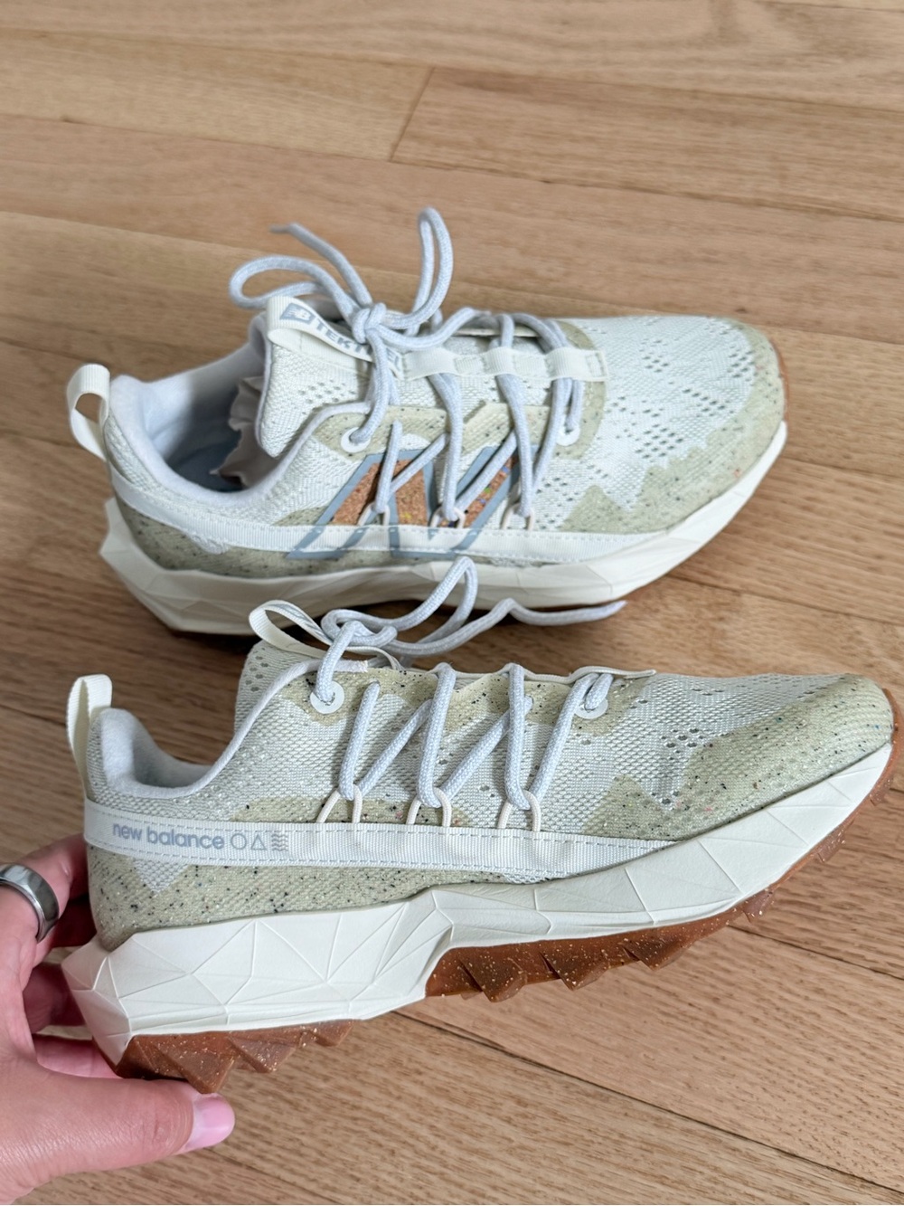 New Balance Women’s Beige, White & Gum Trail Sneakers